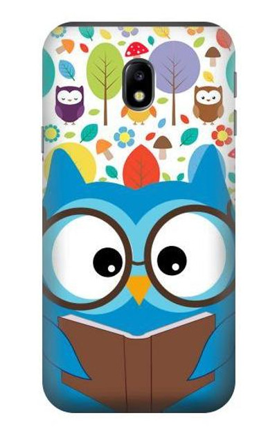 S2521 Cute Nerd Owl Cartoon Case Cover Custodia per Samsung Galaxy J3 (2017) EU Version