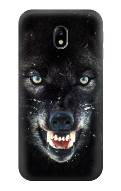 S2823 Black Wolf Blue Eyes Face Case Cover Custodia per Samsung Galaxy J3 (2017) EU Version