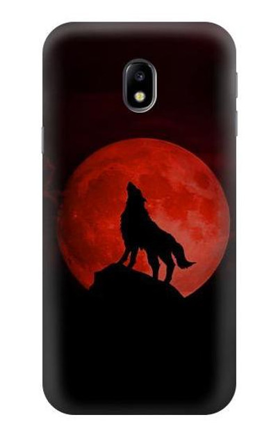 S2955 Wolf Howling Red Moon Case Cover Custodia per Samsung Galaxy J3 (2017) EU Version