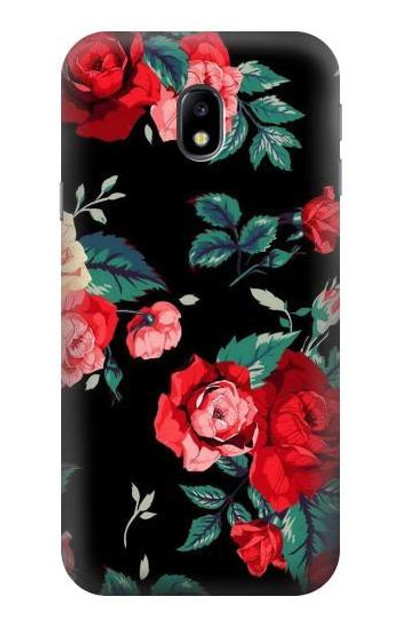S3112 Rose Floral Pattern Black Case Cover Custodia per Samsung Galaxy J3 (2017) EU Version