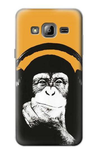 S2324 Funny Monkey with Headphone Pop Music Case Cover Custodia per Samsung Galaxy J3 (2016)