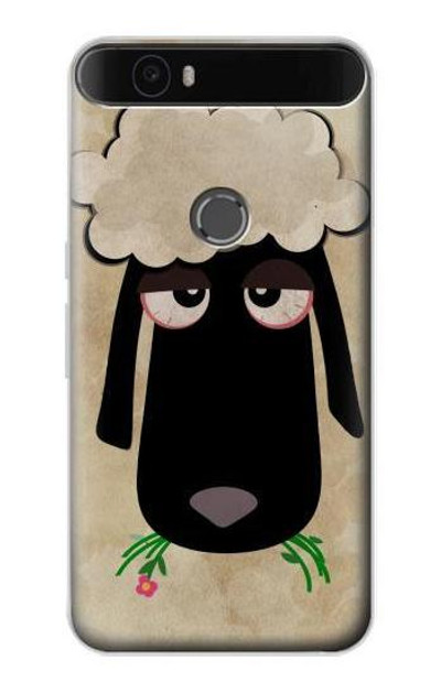 S2826 Cute Cartoon Unsleep Black Sheep Case Cover Custodia per Huawei Nexus 6P