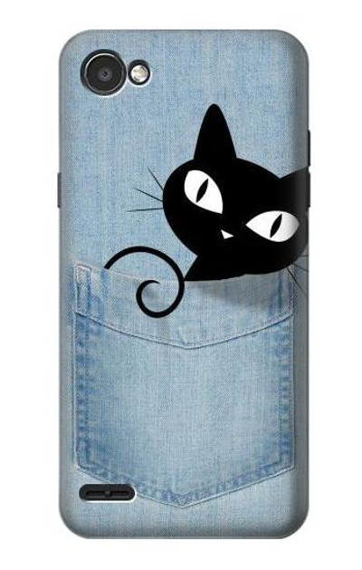 S2641 Pocket Black Cat Case Cover Custodia per LG Q6