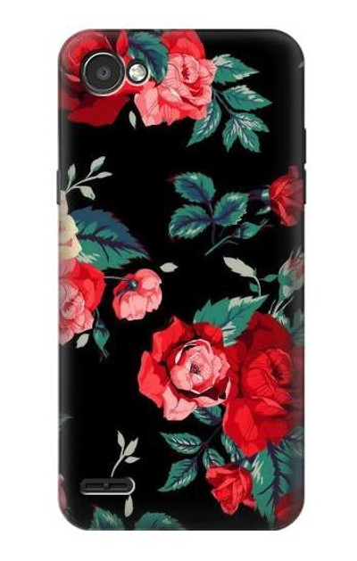 S3112 Rose Floral Pattern Black Case Cover Custodia per LG Q6