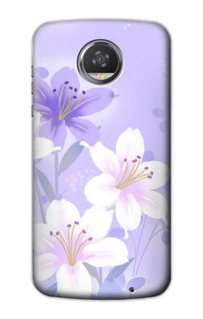 S2361 Purple White Flowers Case Cover Custodia per Motorola Moto Z2 Play, Z2 Force