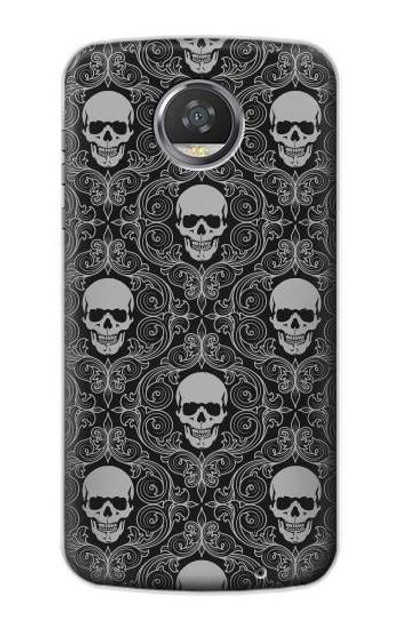 S2371 Skull Vintage Monochrome Pattern Case Cover Custodia per Motorola Moto Z2 Play, Z2 Force