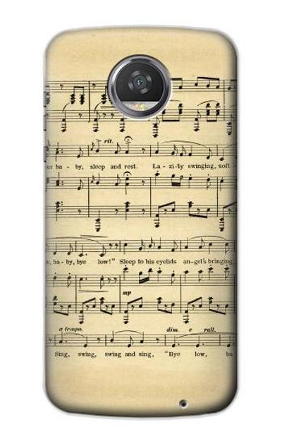 S2504 Vintage Music Sheet Case Cover Custodia per Motorola Moto Z2 Play, Z2 Force