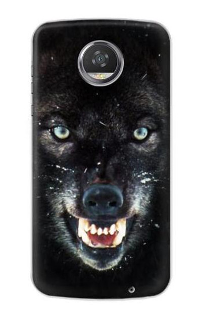 S2823 Black Wolf Blue Eyes Face Case Cover Custodia per Motorola Moto Z2 Play, Z2 Force