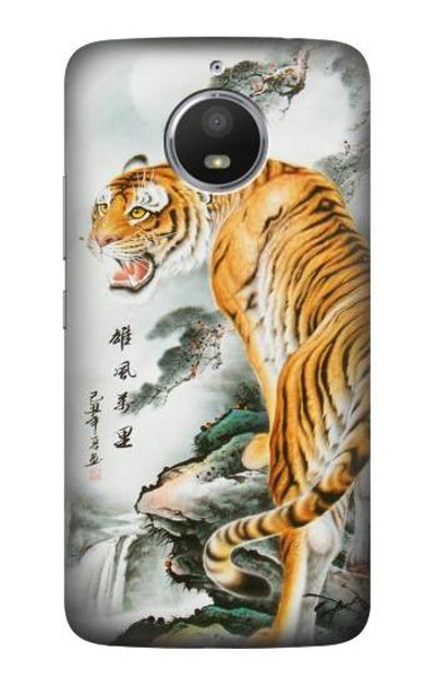 S2750 Oriental Chinese Tiger Painting Case Cover Custodia per Motorola Moto E4 Plus