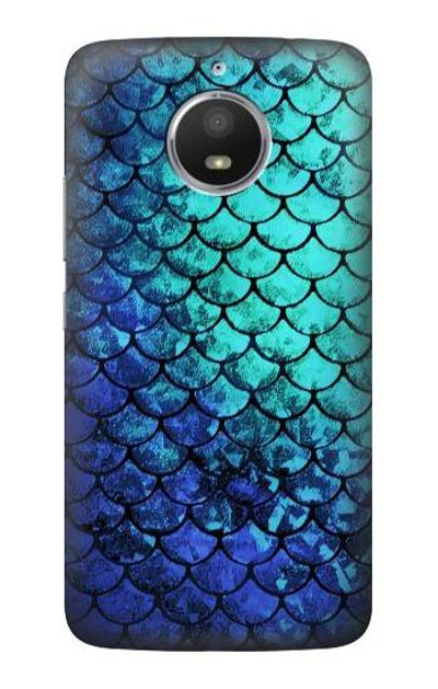 S3047 Green Mermaid Fish Scale Case Cover Custodia per Motorola Moto E4 Plus