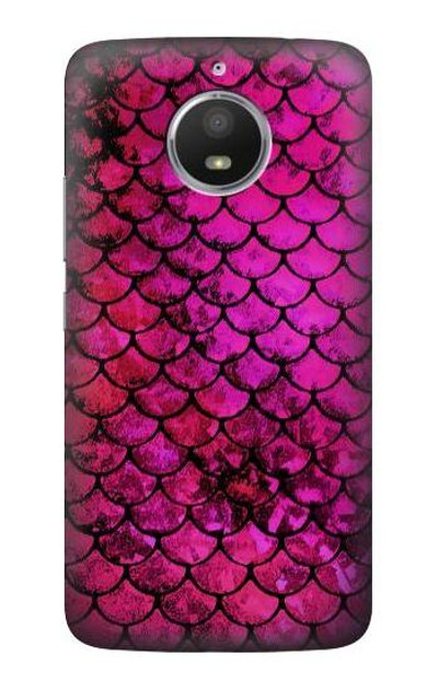 S3051 Pink Mermaid Fish Scale Case Cover Custodia per Motorola Moto E4 Plus