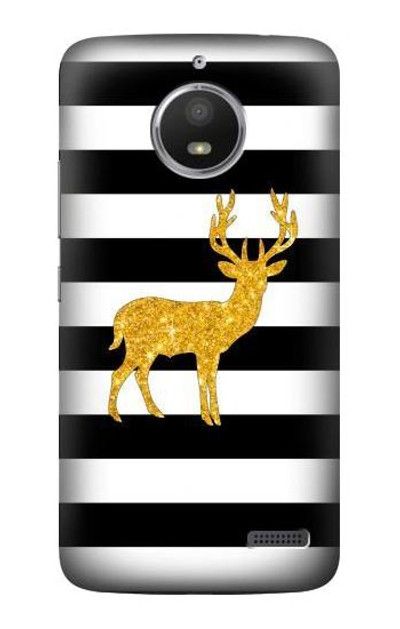 S2794 Black and White Striped Deer Gold Sparkles Case Cover Custodia per Motorola Moto E4