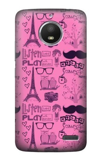 S2885 Paris Pink Case Cover Custodia per Motorola Moto E4