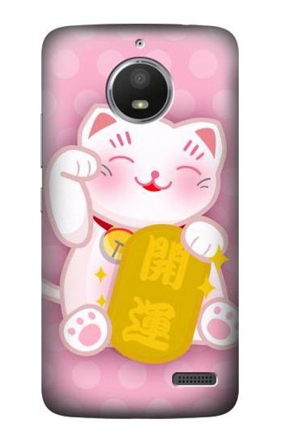 S3025 Pink Maneki Neko Lucky Cat Case Cover Custodia per Motorola Moto E4