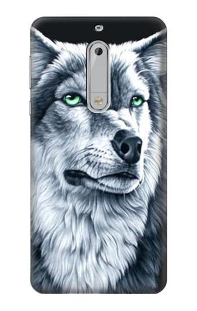 S0123 Grim White Wolf Case Cover Custodia per Nokia 5