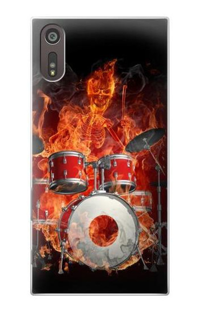 S1431 Skull Drum Fire Rock Case Cover Custodia per Sony Xperia XZ