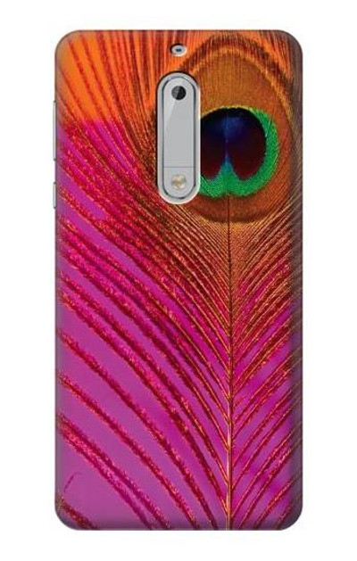 S3201 Pink Peacock Feather Case Cover Custodia per Nokia 5