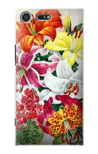 S3205 Retro Art Flowers Case Cover Custodia per Sony Xperia XZ Premium