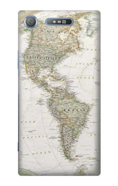 S0604 World Map Case Cover Custodia per Sony Xperia XZ1