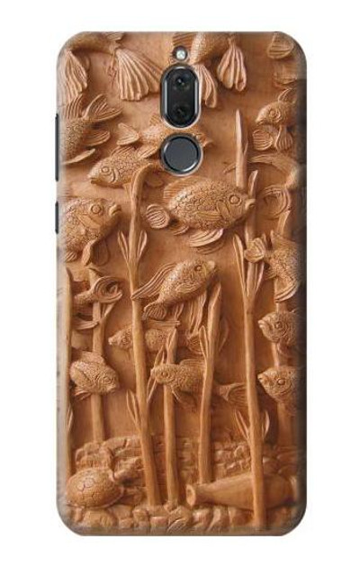 S1307 Fish Wood Carving Graphic Printed Case Cover Custodia per Huawei Mate 10 Lite