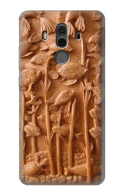S1307 Fish Wood Carving Graphic Printed Case Cover Custodia per Huawei Mate 10 Pro, Porsche Design