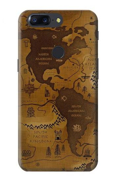 S2861 Antique World Map Case Cover Custodia per OnePlus 5T