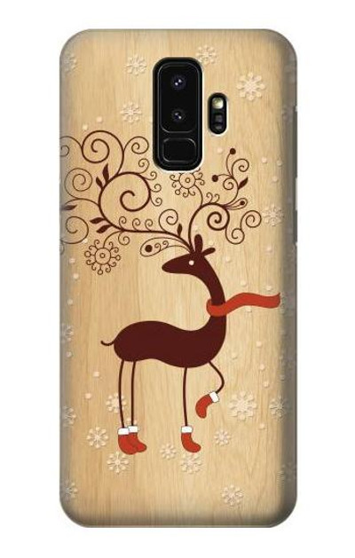 S3081 Wooden Raindeer Graphic Printed Case Cover Custodia per Samsung Galaxy S9 Plus