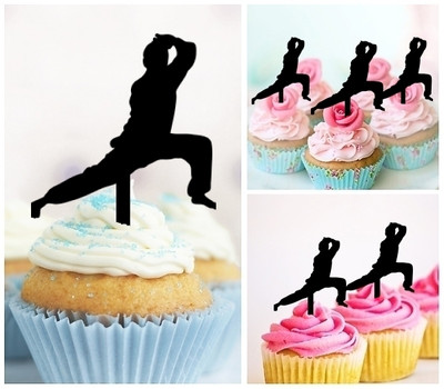 TA0035 Kung Fu Acrilico Cupcake Topper Torte e Muffin per Matrimonio Compleanno Festa Decorazione 10 pezzi