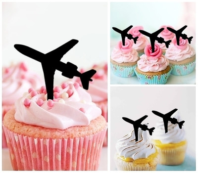 TA0043 Airplane Acrilico Cupcake Topper Torte e Muffin per Matrimonio Compleanno Festa Decorazione 10 pezzi