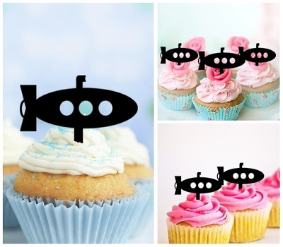 TA0048 Submarine Acrilico Cupcake Topper Torte e Muffin per Matrimonio Compleanno Festa Decorazione 10 pezzi