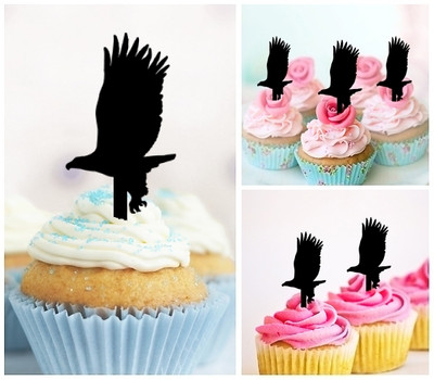 TA0094 Flying Eagle Acrilico Cupcake Topper Torte e Muffin per Matrimonio Compleanno Festa Decorazione 10 pezzi