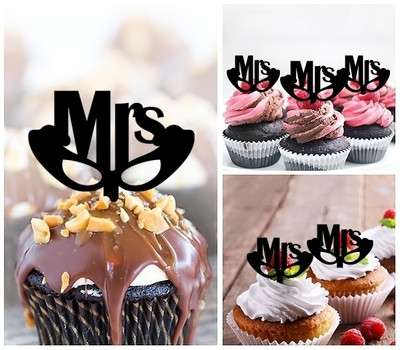 TA0247 Mrs Wedding Acrilico Cupcake Topper Torte e Muffin per Matrimonio Compleanno Festa Decorazione 10 pezzi