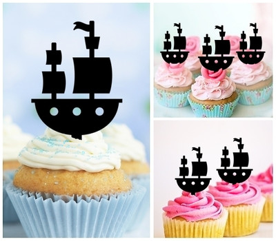 TA0268 Toy Ship Acrilico Cupcake Topper Torte e Muffin per Matrimonio Compleanno Festa Decorazione 10 pezzi