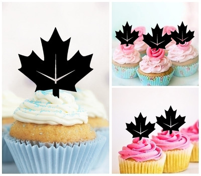 TA0361 Canada Maple Leaf Acrilico Cupcake Topper Torte e Muffin per Matrimonio Compleanno Festa Decorazione 10 pezzi