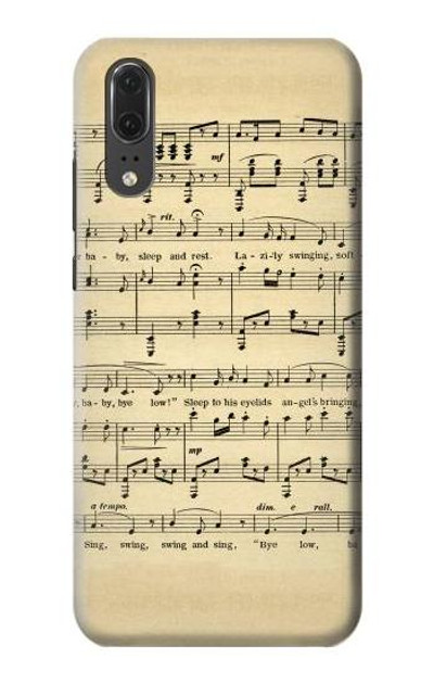 S2504 Vintage Music Sheet Case Cover Custodia per Huawei P20