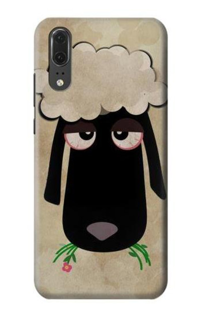 S2826 Cute Cartoon Unsleep Black Sheep Case Cover Custodia per Huawei P20