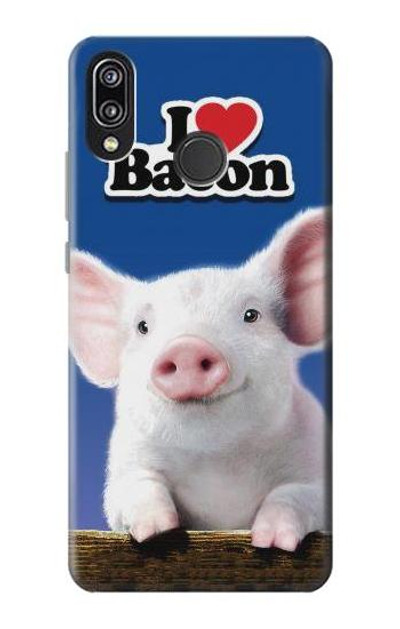 S0608 I Love Bacon Cute Baby Pig Case Cover Custodia per Huawei P20 Lite
