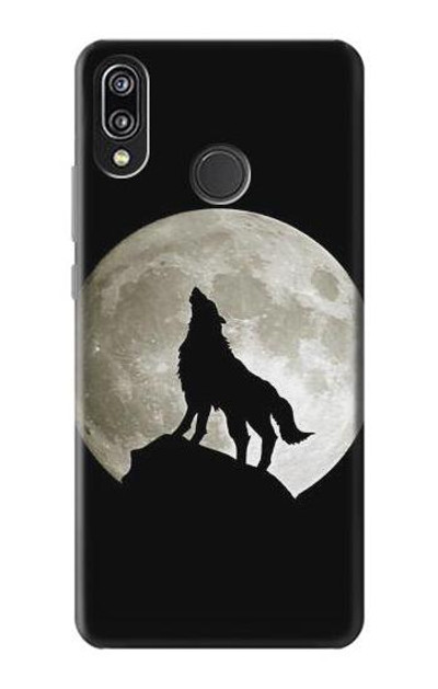 S1981 Wolf Howling at The Moon Case Cover Custodia per Huawei P20 Lite