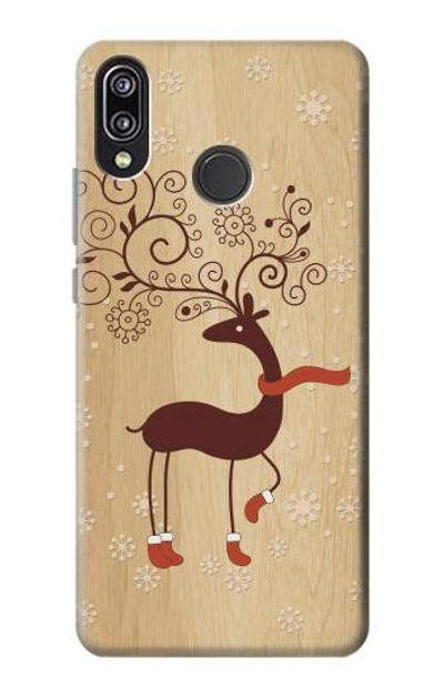 S3081 Wooden Raindeer Graphic Printed Case Cover Custodia per Huawei P20 Lite