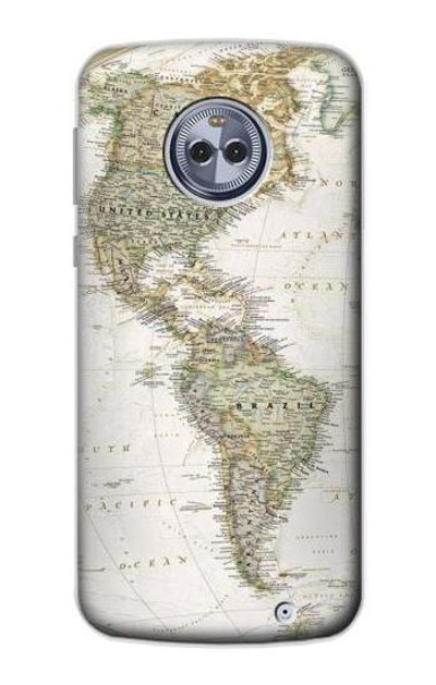 S0604 World Map Case Cover Custodia per Motorola Moto X4