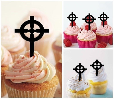 TA0540 Celtic Cross Acrilico Cupcake Topper Torte e Muffin per Matrimonio Compleanno Festa Decorazione 10 pezzi