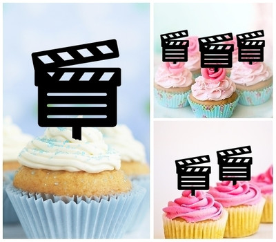 TA0558 Director Clapboard Movie Slate Acrilico Cupcake Topper Torte e Muffin per Matrimonio Compleanno Festa Decorazione 10 pezzi