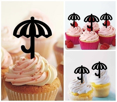 TA0656 Umbrella Acrilico Cupcake Topper Torte e Muffin per Matrimonio Compleanno Festa Decorazione 10 pezzi