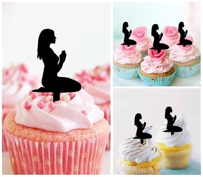 TA0663 Woman Prayer Acrilico Cupcake Topper Torte e Muffin per Matrimonio Compleanno Festa Decorazione 10 pezzi