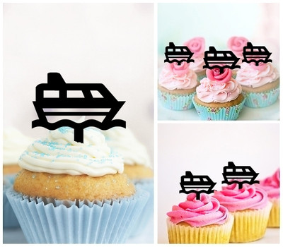 TA0665 Yacht Acrilico Cupcake Topper Torte e Muffin per Matrimonio Compleanno Festa Decorazione 10 pezzi