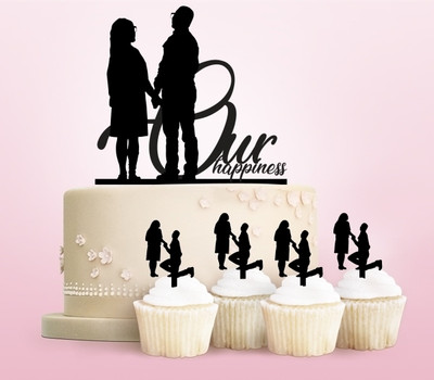 TC0157 Our Happiness Acrilico Cake Cupcake Topper Torte e Muffin per Matrimonio Compleanno Festa Decorazione 11 pezzi