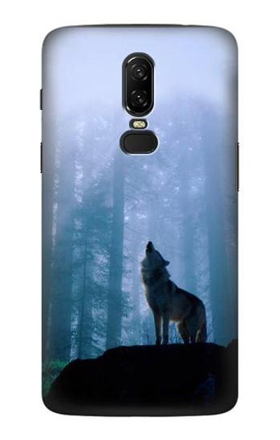 S0935 Wolf Howling in Forest Case Cover Custodia per OnePlus 6