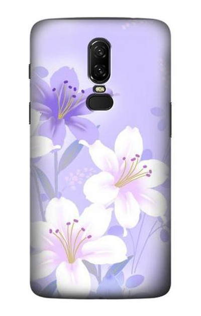 S2361 Purple White Flowers Case Cover Custodia per OnePlus 6