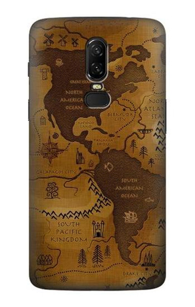 S2861 Antique World Map Case Cover Custodia per OnePlus 6