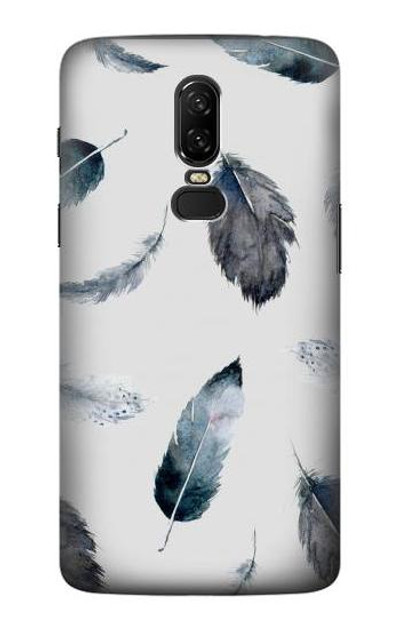 S3085 Feather Paint Pattern Case Cover Custodia per OnePlus 6